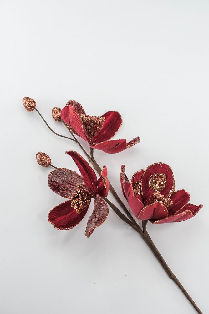 Artificial Red Saucer Magnolia Spray - 23.5" - Greenery MarketArtificial Flowers279333