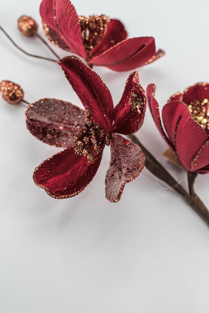 Artificial Red Saucer Magnolia Spray - 23.5" - Greenery MarketArtificial Flowers279333