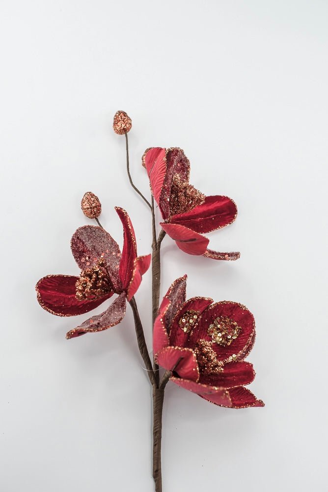 Artificial Red Saucer Magnolia Spray - 23.5" - Greenery MarketArtificial Flowers279333