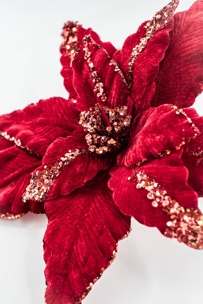 Artificial Red Sequin Velvet Poinsettia - 28" - Greenery MarketArtificial FloraXF628-R