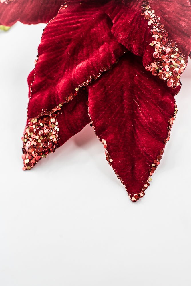 Artificial Red Sequin Velvet Poinsettia - 28" - Greenery MarketArtificial FloraXF628-R