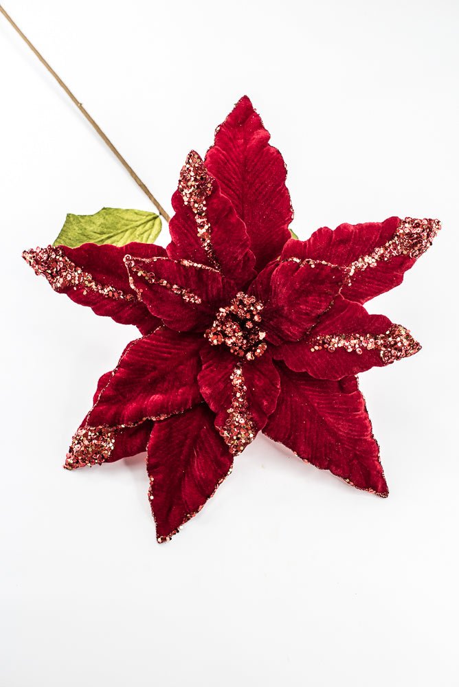Artificial Red Sequin Velvet Poinsettia - 28" - Greenery MarketArtificial FloraXF628-R