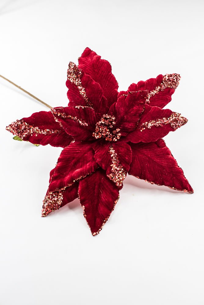 Artificial Red Sequin Velvet Poinsettia - 28" - Greenery MarketArtificial FloraXF628-R