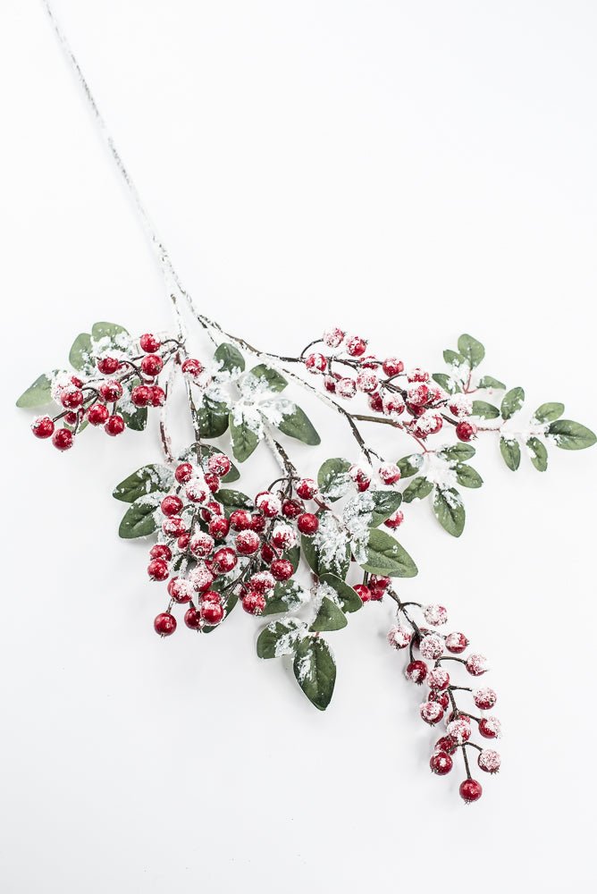 Artificial Red Snow Berry & Leaves Spray - 32" - Greenery MarketArtificial Flowers261806