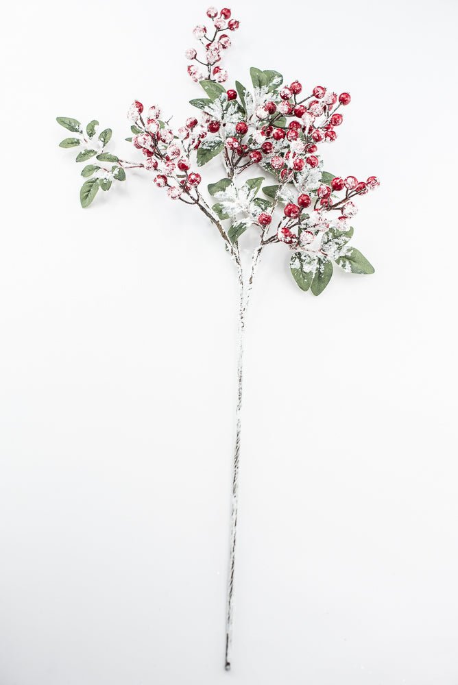 Artificial Red Snow Berry & Leaves Spray - 32" - Greenery MarketArtificial Flowers261806
