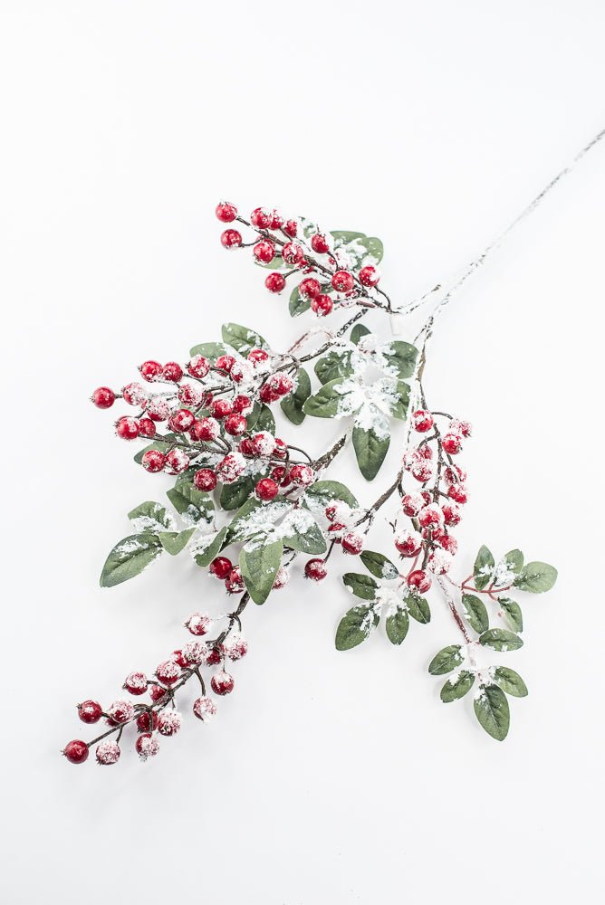Artificial Red Snow Berry & Leaves Spray - 32" - Greenery MarketArtificial Flowers261806