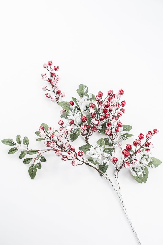 Artificial Red Snow Berry & Leaves Spray - 32" - Greenery MarketArtificial Flowers261806
