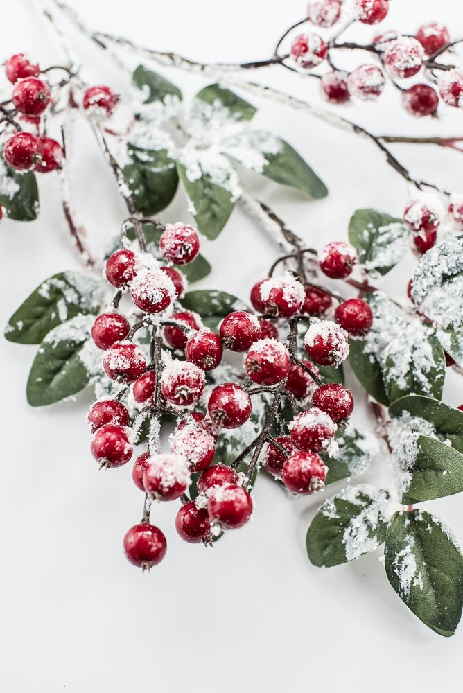 Artificial Red Snow Berry & Leaves Spray - 32" - Greenery MarketArtificial Flowers261806