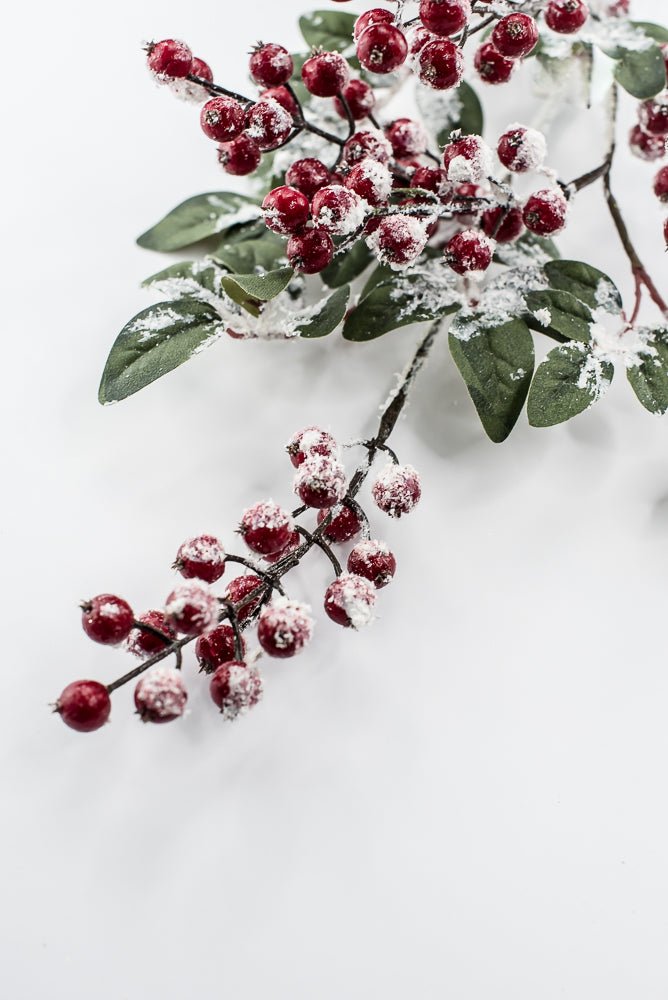 Artificial Red Snow Berry & Leaves Spray - 32" - Greenery MarketArtificial Flowers261806