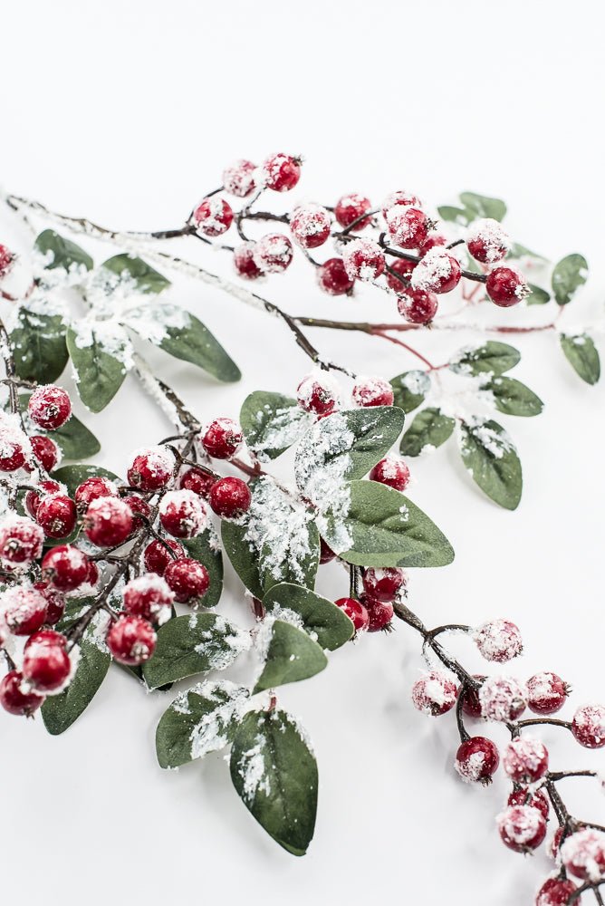 Artificial Red Snow Berry & Leaves Spray - 32" - Greenery MarketArtificial Flowers261806