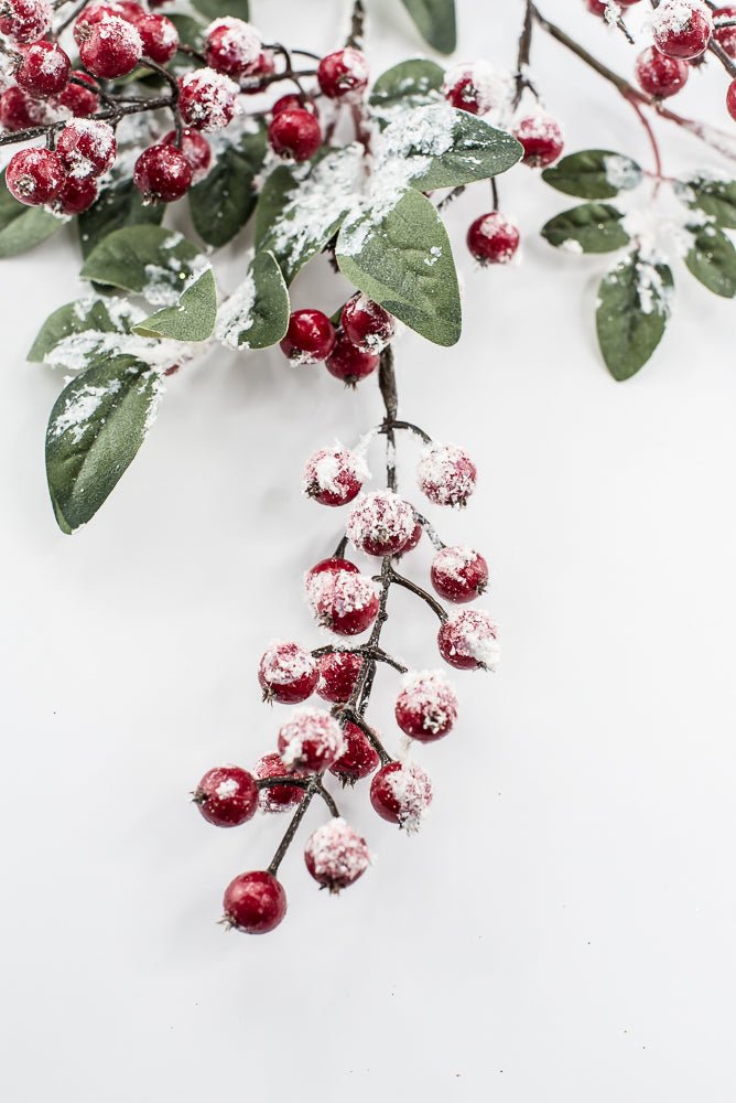 Artificial Red Snow Berry & Leaves Spray - 32" - Greenery MarketArtificial Flowers261806