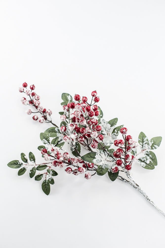 Artificial Red Snow Berry & Leaves Spray - 32" - Greenery MarketArtificial Flowers261806
