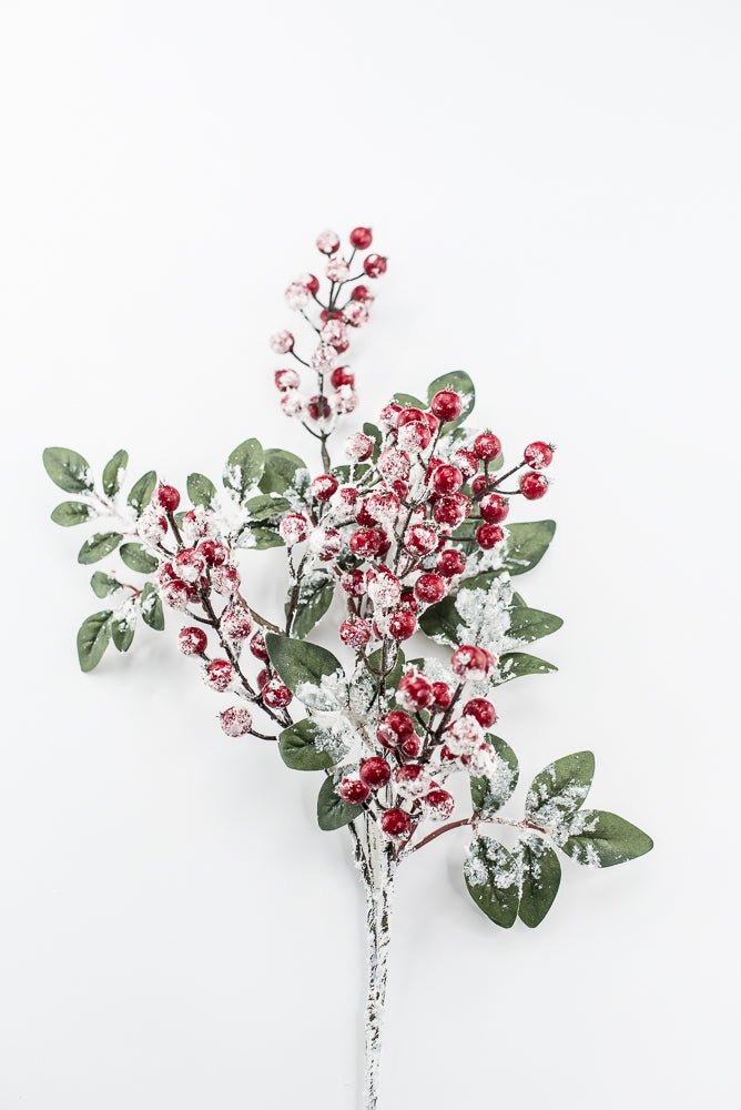 Artificial Red Snow Berry & Leaves Spray - 32" - Greenery MarketArtificial Flowers261806