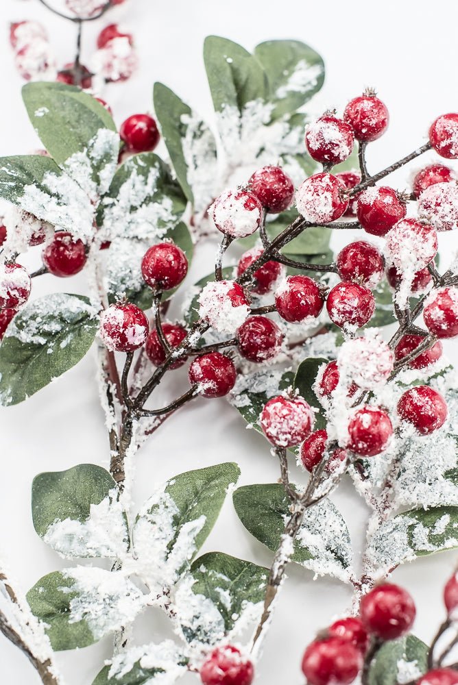 Artificial Red Snow Berry & Leaves Spray - 32" - Greenery MarketArtificial Flowers261806