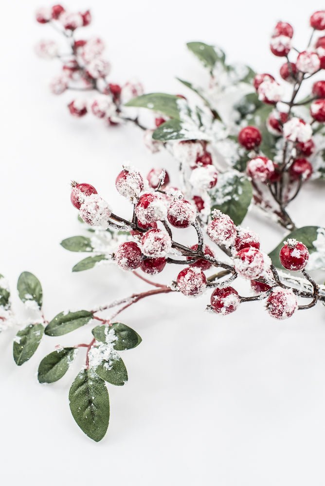 Artificial Red Snow Berry & Leaves Spray - 32" - Greenery MarketArtificial Flowers261806