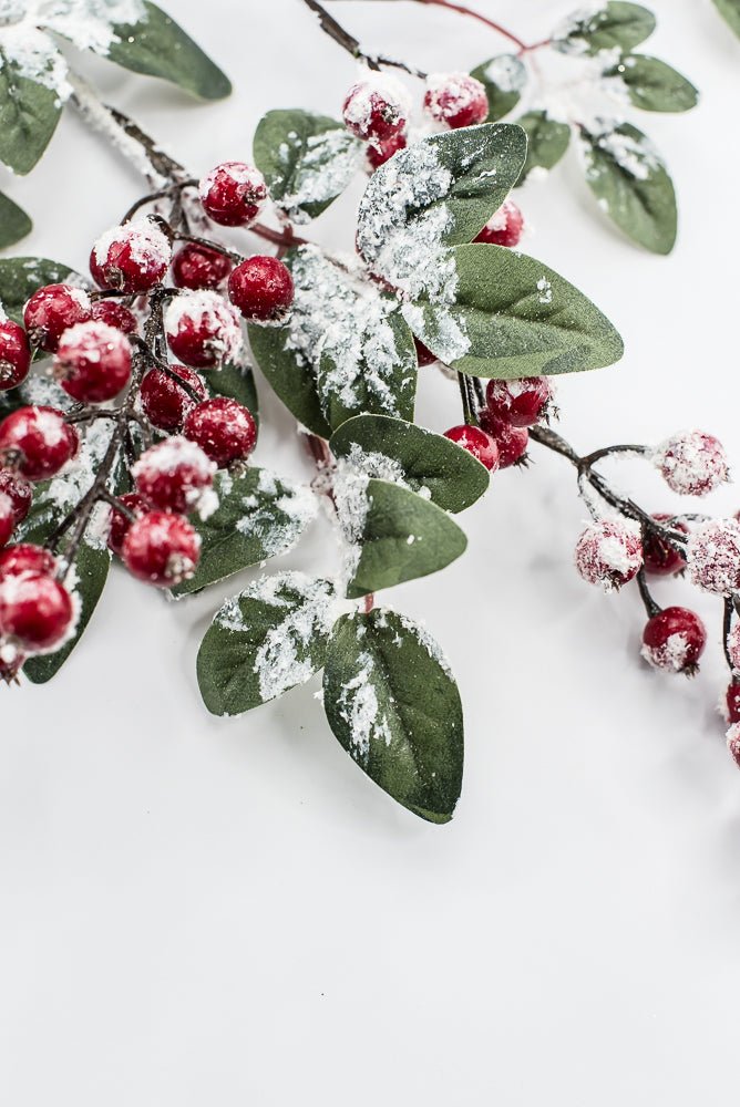 Artificial Red Snow Berry & Leaves Spray - 32" - Greenery MarketArtificial Flowers261806