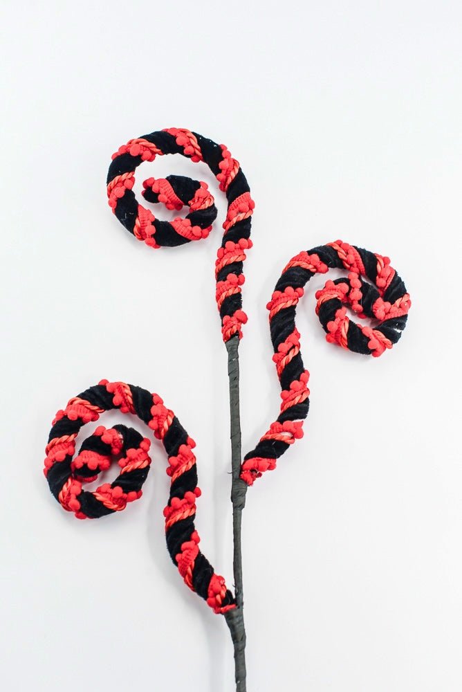 Artificial Red Stripe Spiral Curly Spray - 28" - Greenery MarketArtificial Flora57404RD