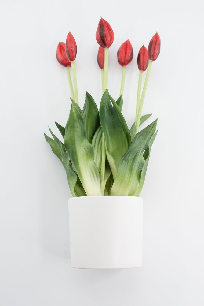 Artificial, Red, tulips in a container - Greenery Market6544-R