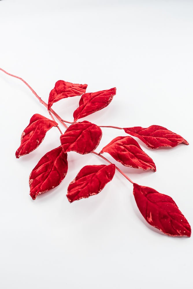 Artificial Red Velvet Magnolia Leaves Spray - 30" - Greenery Market86787RD