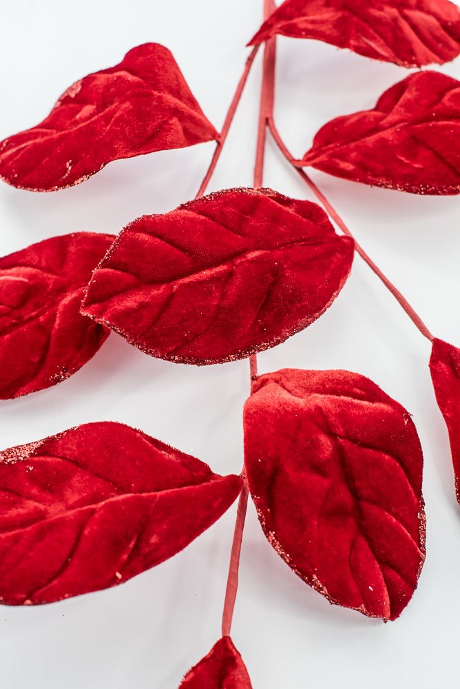 Artificial Red Velvet Magnolia Leaves Spray - 30" - Greenery Market86787RD