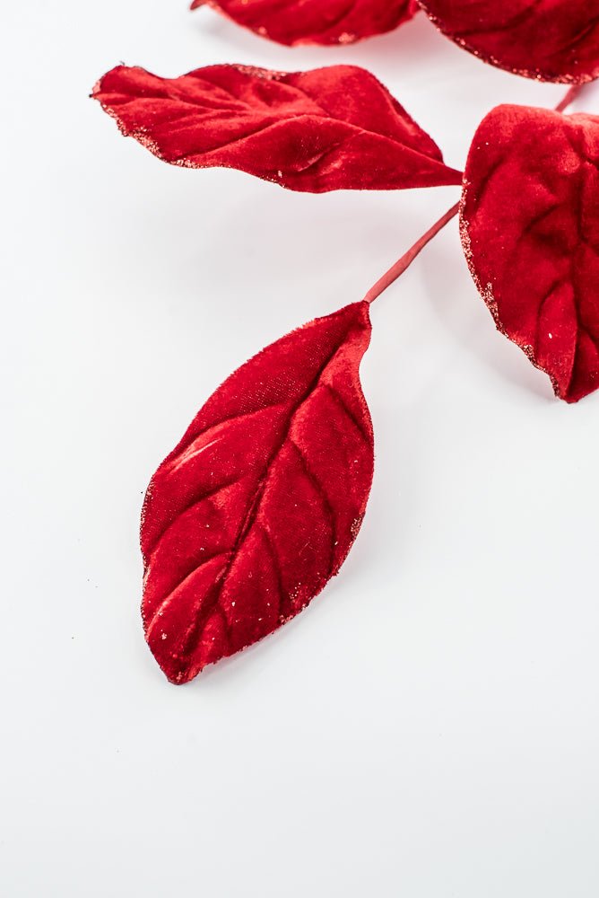 Artificial Red Velvet Magnolia Leaves Spray - 30" - Greenery Market86787RD
