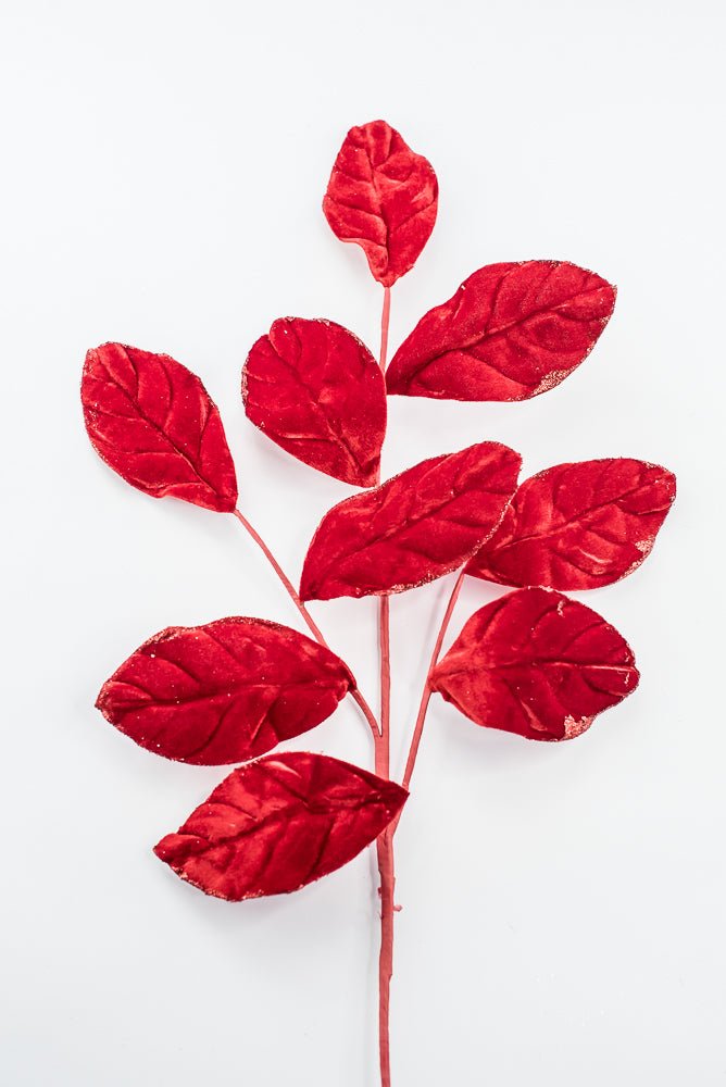Artificial Red Velvet Magnolia Leaves Spray - 30" - Greenery Market86787RD