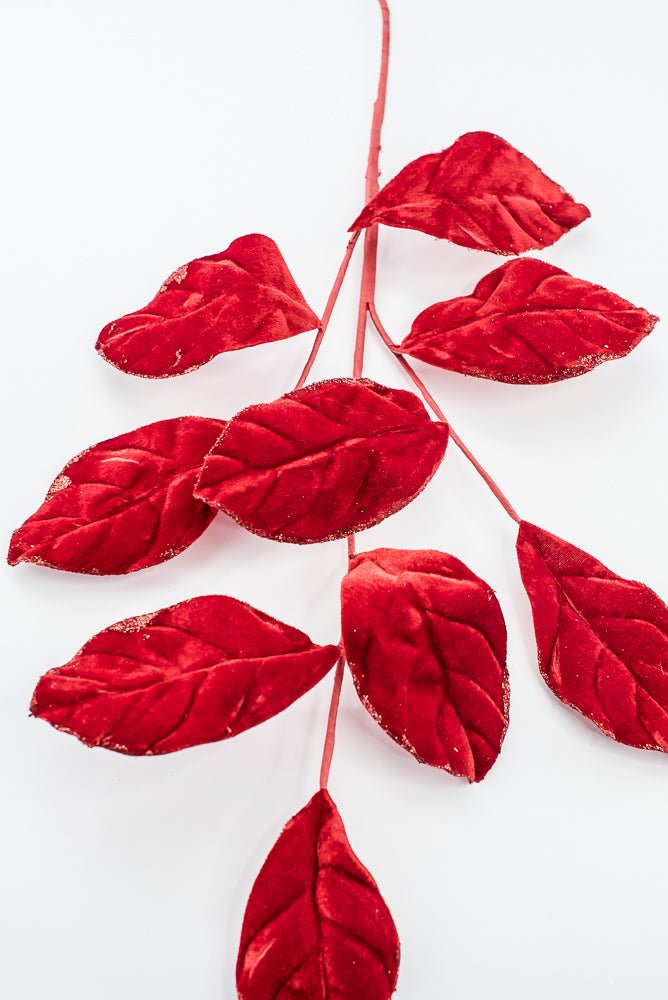 Artificial Red Velvet Magnolia Leaves Spray - 30" - Greenery Market86787RD