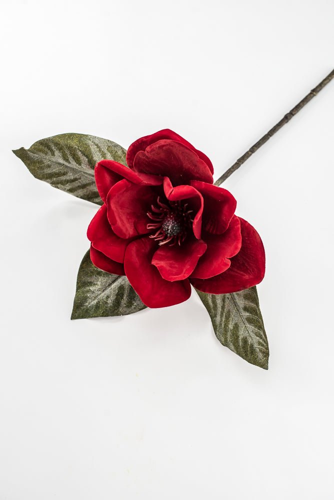 Artificial Red Velvet Magnolia Pick - 15" - Greenery Market6131-R