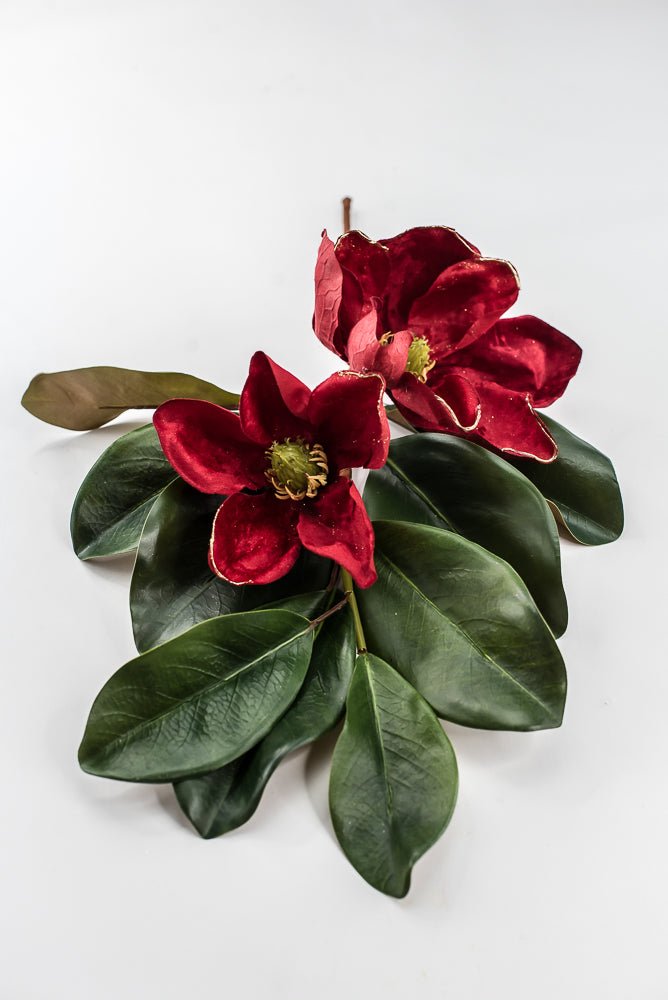 Artificial Red Velvet Magnolia Pick - 20" - Greenery MarketArtificial FloraXP2729