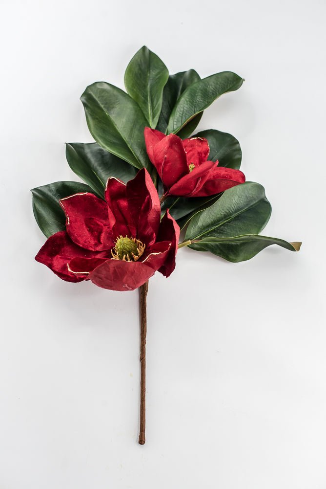 Artificial Red Velvet Magnolia Pick - 20" - Greenery MarketArtificial FloraXP2729