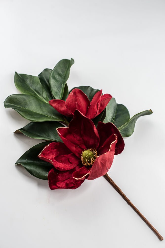 Artificial Red Velvet Magnolia Pick - 20" - Greenery MarketArtificial FloraXP2729
