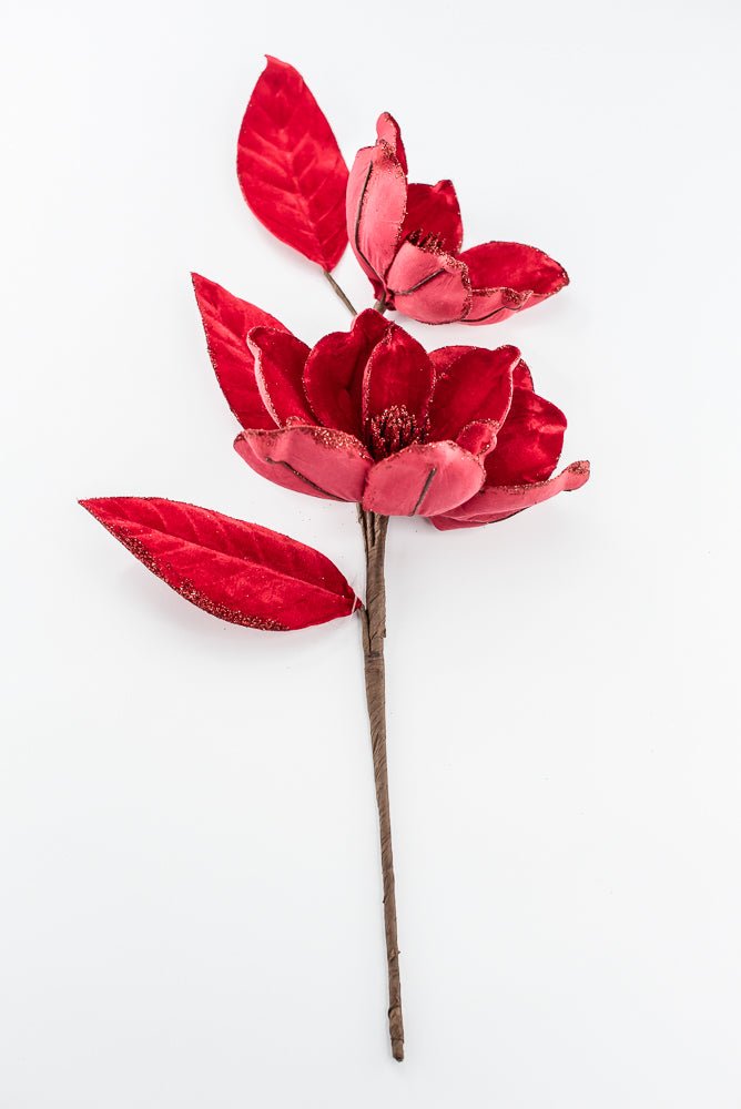 Artificial Red Velvet Magnolia Spray - 24" - Greenery MarketArtificial Flowers104049
