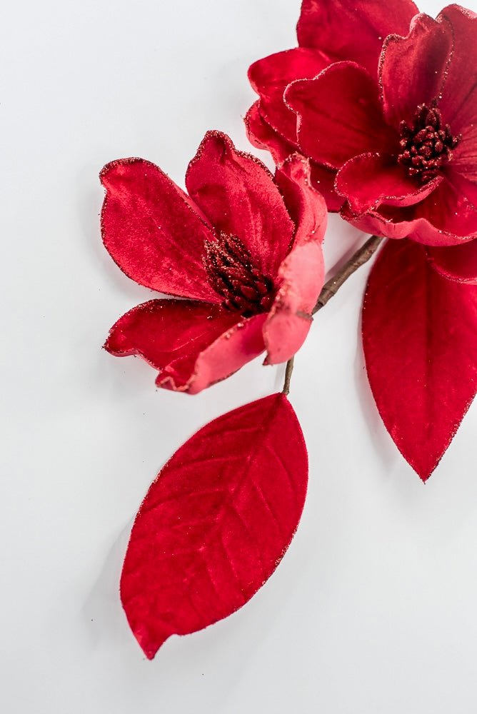 Artificial Red Velvet Magnolia Spray - 24" - Greenery MarketArtificial Flowers104049