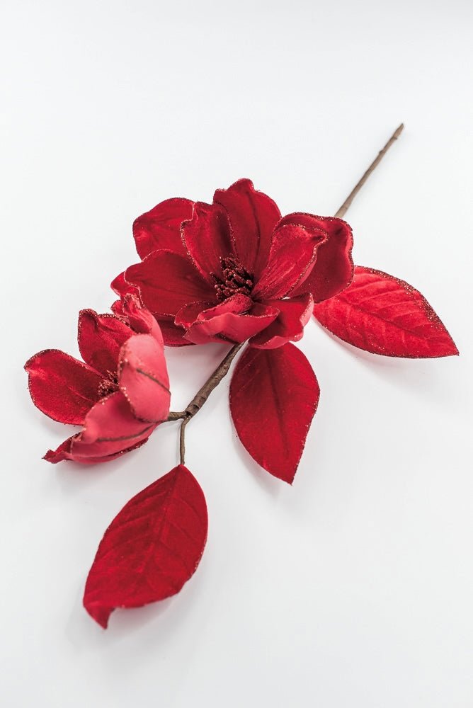 Artificial Red Velvet Magnolia Spray - 24" - Greenery MarketArtificial Flowers104049