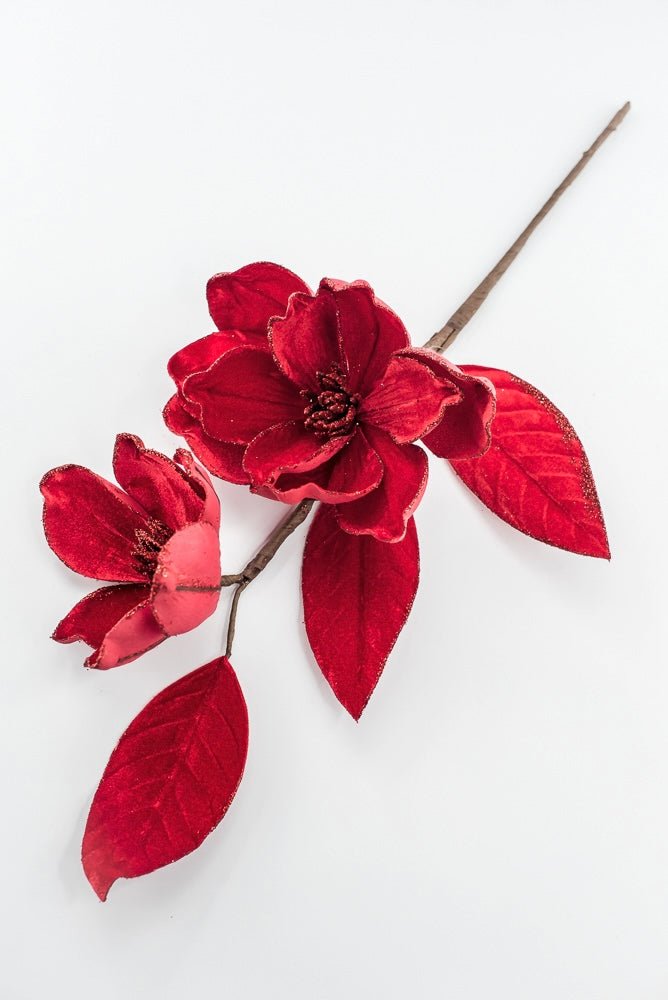 Artificial Red Velvet Magnolia Spray - 24" - Greenery MarketArtificial Flowers104049