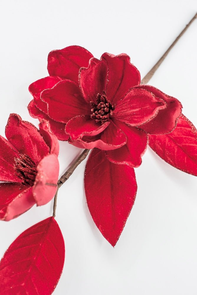 Artificial Red Velvet Magnolia Spray - 24" - Greenery MarketArtificial Flowers104049