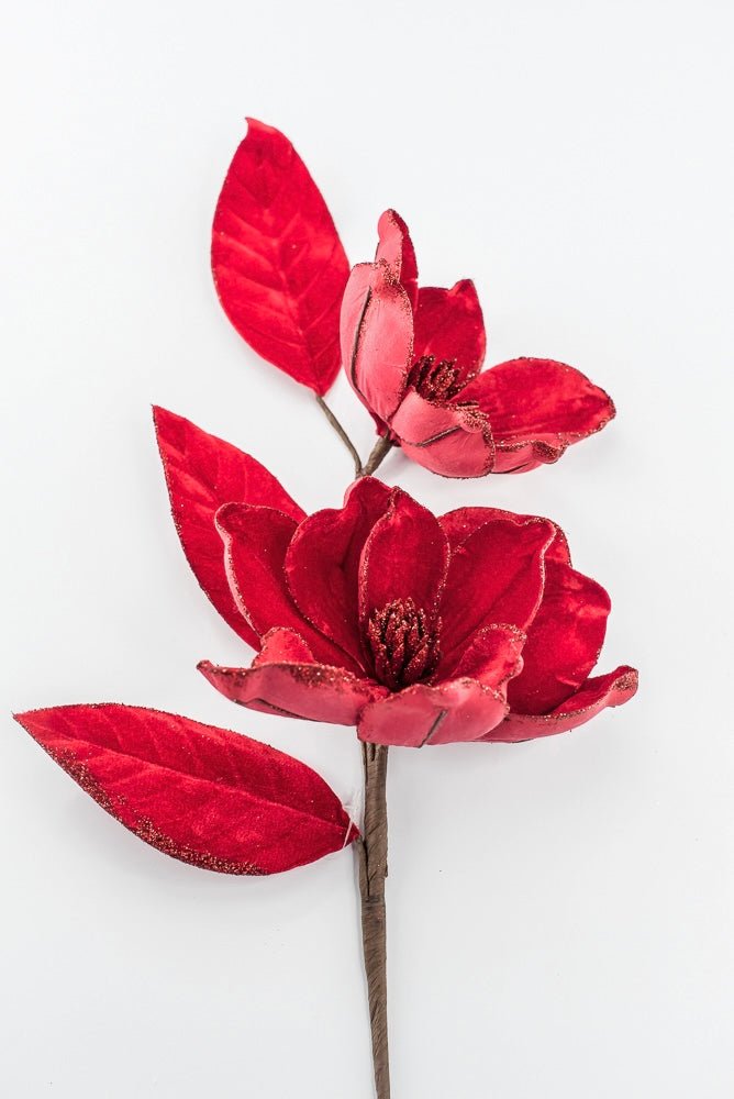 Artificial Red Velvet Magnolia Spray - 24" - Greenery MarketArtificial Flowers104049