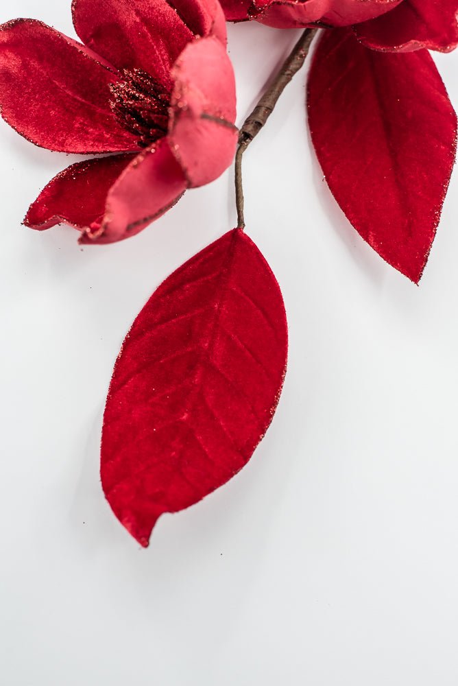 Artificial Red Velvet Magnolia Spray - 24" - Greenery MarketArtificial Flowers104049