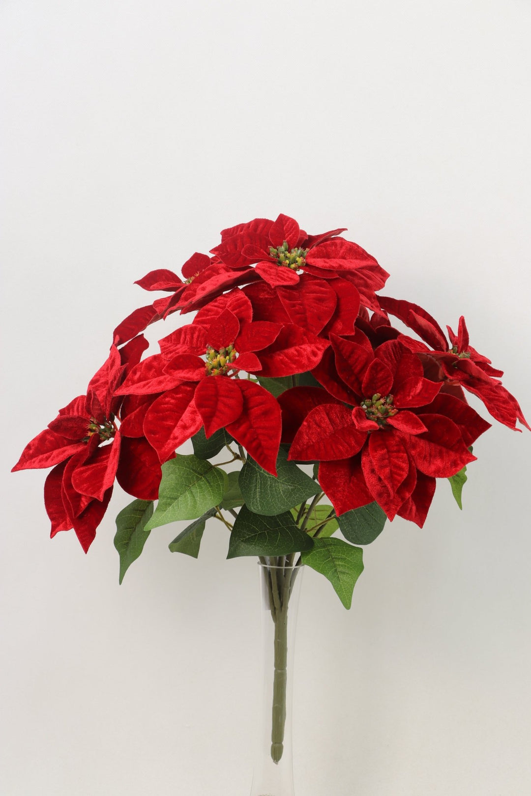 Artificial Red Velvet Poinsettia Bush - 21" - Greenery MarketArtificial FloraXF705-R