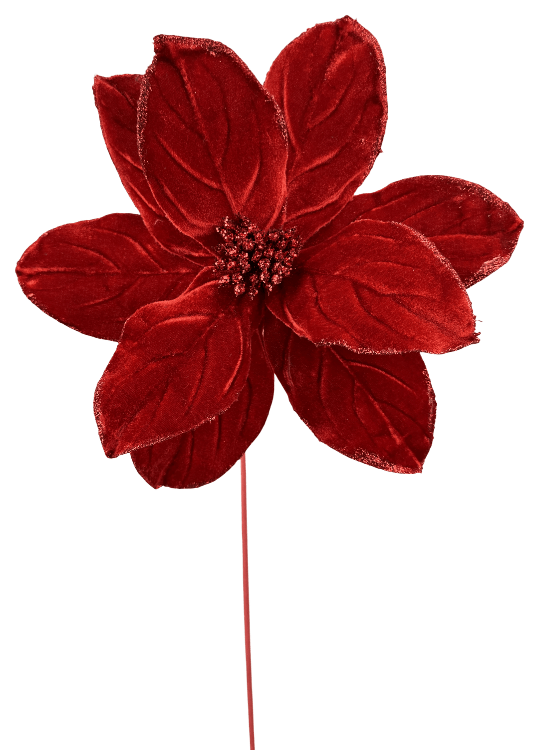 Artificial Red Velvet Poinsettia Stem - 22" - Greenery Market86794RD