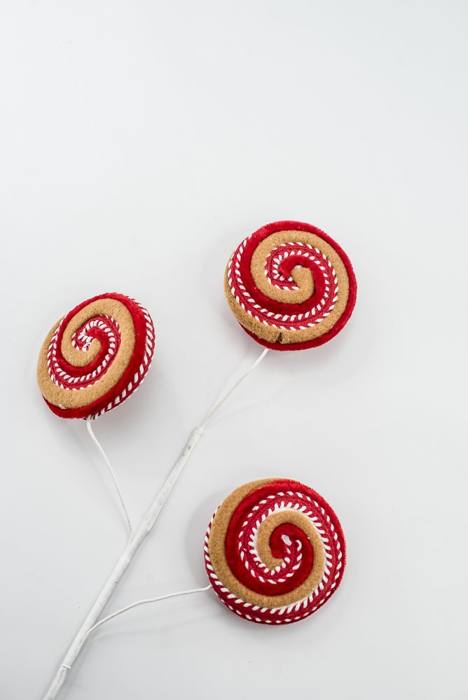 Artificial Red, White & Brown Gingerbread Lollipop Spray - Greenery Market86725RDWTBN