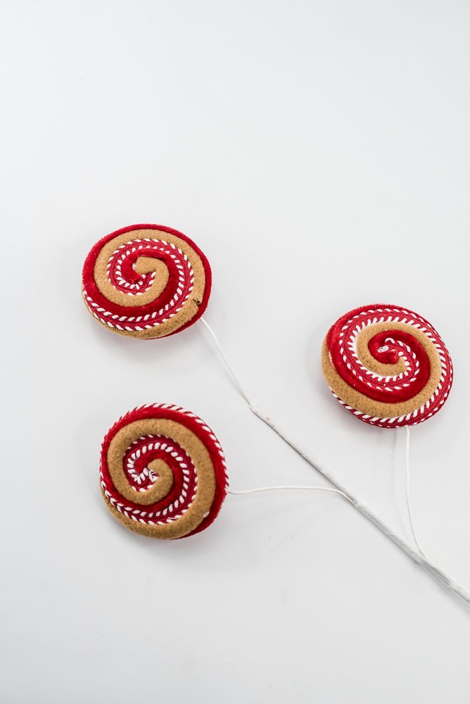 Artificial Red, White & Brown Gingerbread Lollipop Spray - Greenery Market86725RDWTBN