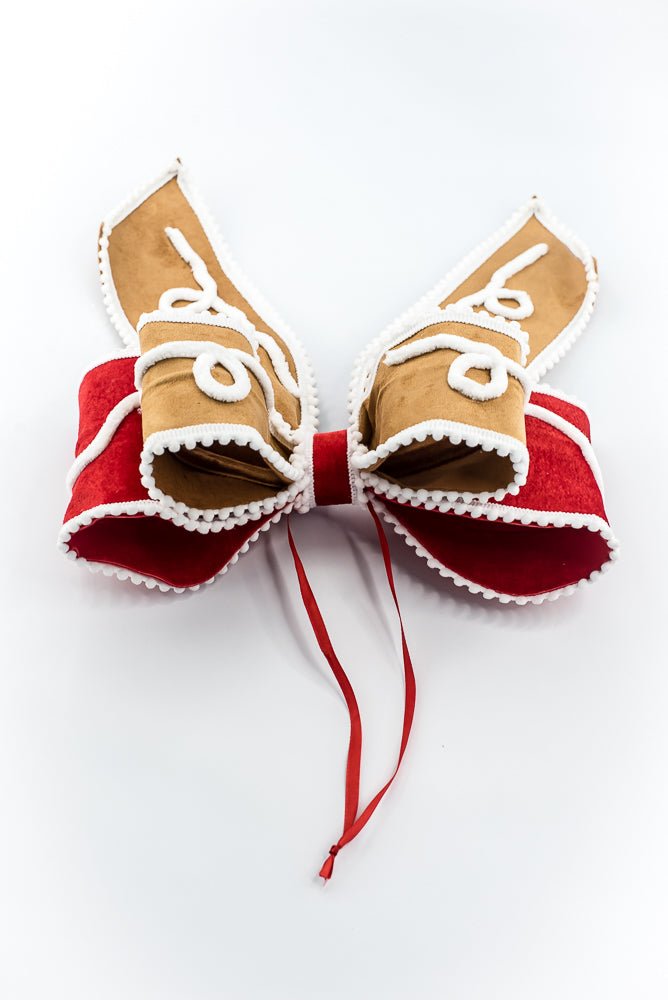 Artificial Red, White, & Brown Gingerbread Wired Bow - Greenery MarketHoliday Decorations86658RDWTBN