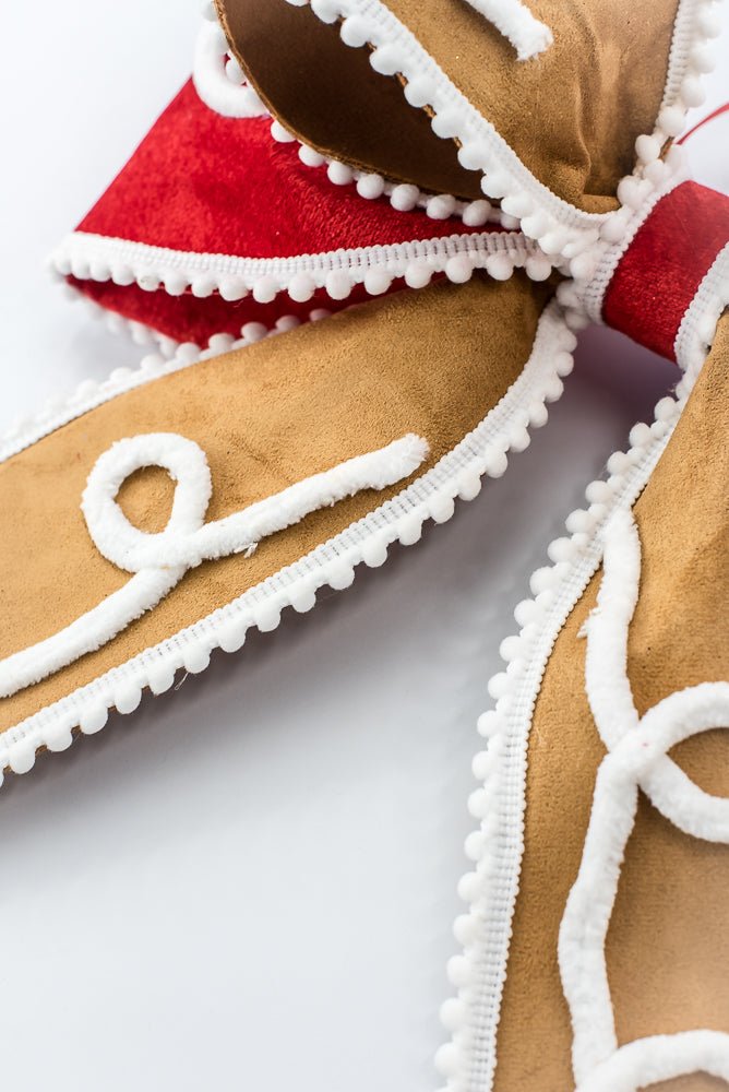 Artificial Red, White, & Brown Gingerbread Wired Bow - Greenery MarketHoliday Decorations86658RDWTBN