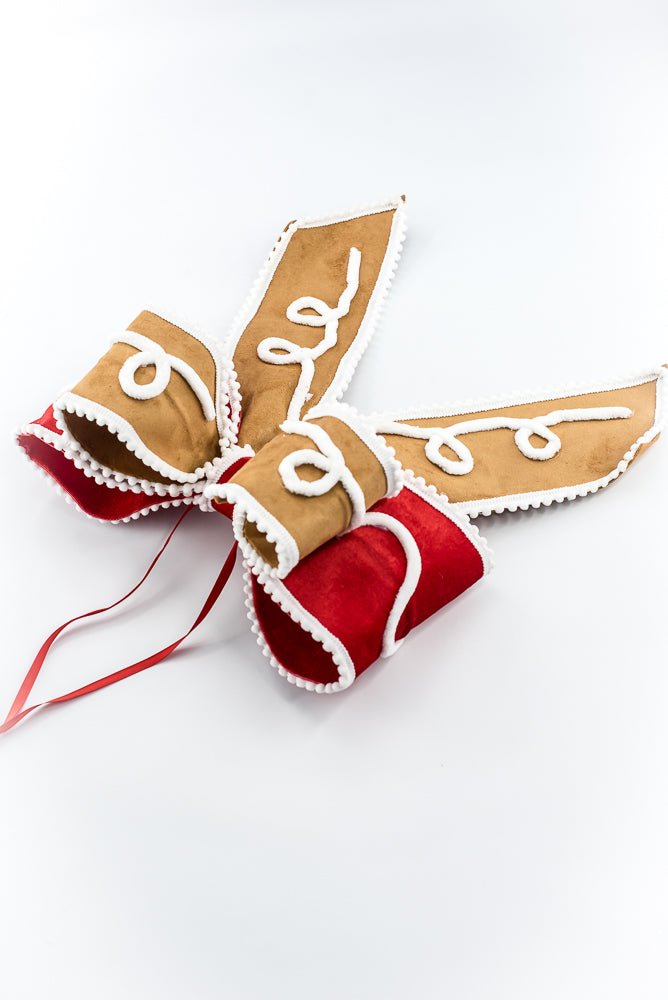 Artificial Red, White, & Brown Gingerbread Wired Bow - Greenery MarketHoliday Decorations86658RDWTBN