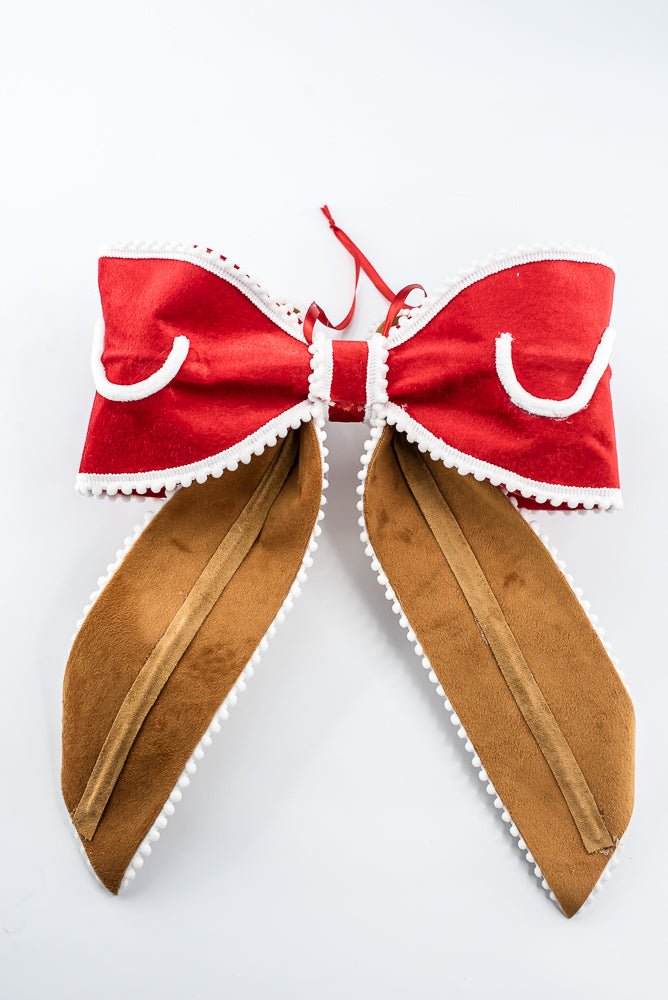Artificial Red, White, & Brown Gingerbread Wired Bow - Greenery MarketHoliday Decorations86658RDWTBN