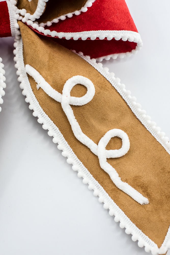 Artificial Red, White, & Brown Gingerbread Wired Bow - Greenery MarketHoliday Decorations86658RDWTBN