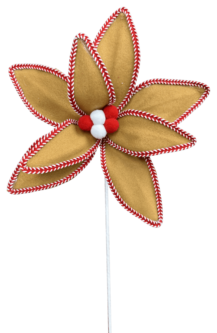 Artificial Red White & Brown Poinsettia Stem - 24" - Greenery Market86801RDWTBN