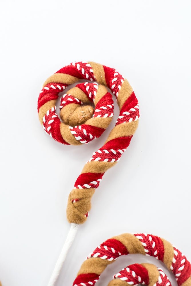 Artificial Red White & Brown Stripe Spiral Curly Spray - 28" - Greenery Market86758RDWTBN