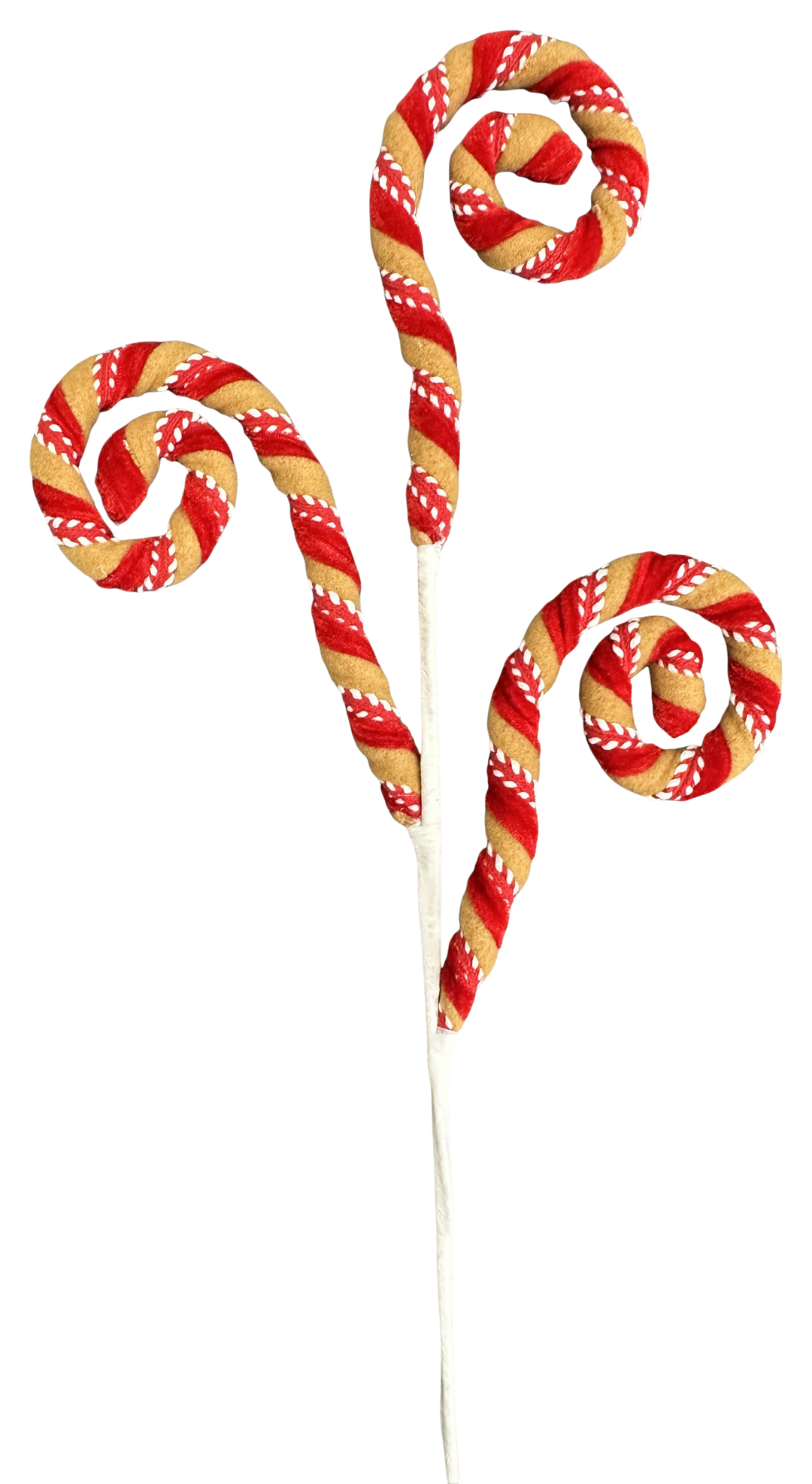 Artificial Red White & Brown Stripe Spiral Curly Spray - 28" - Greenery Market86758RDWTBN